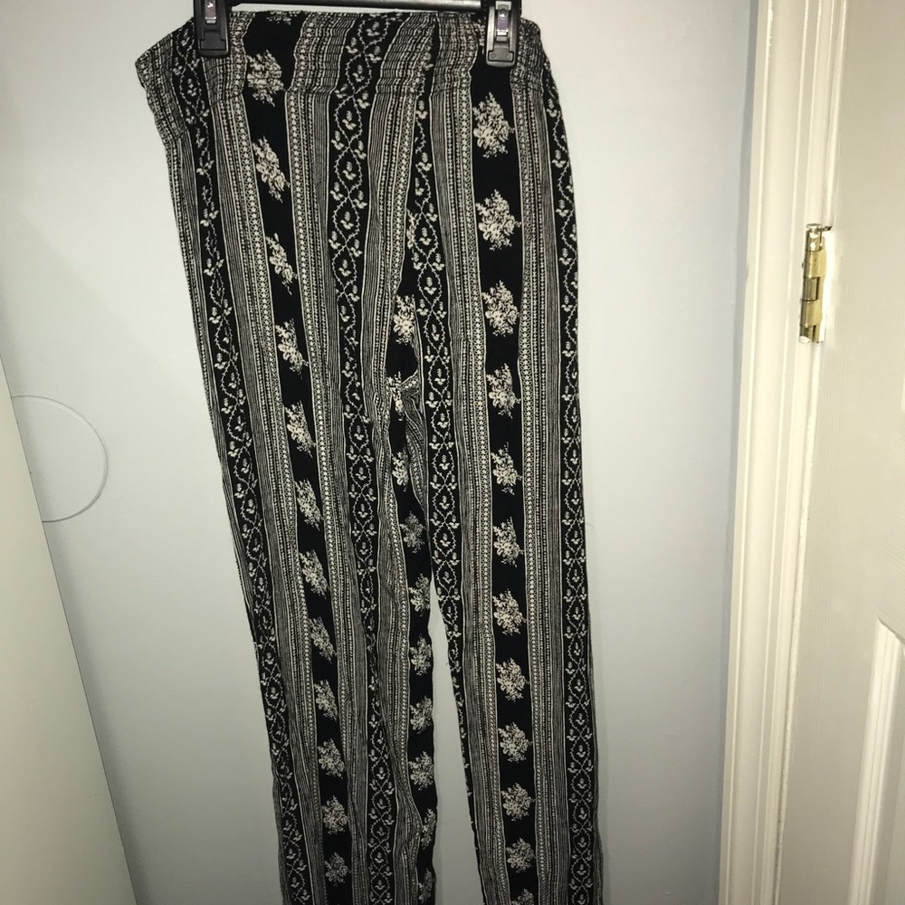 black and white pants